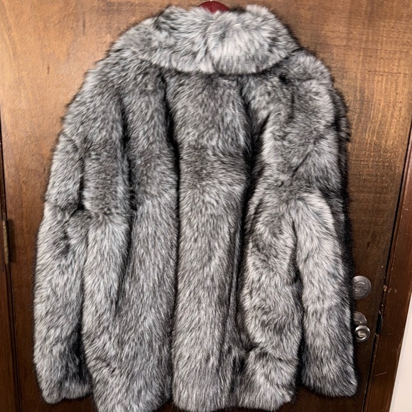 Mens XXL 46R gray faux fur bomber jacket - Picture 3 of 3